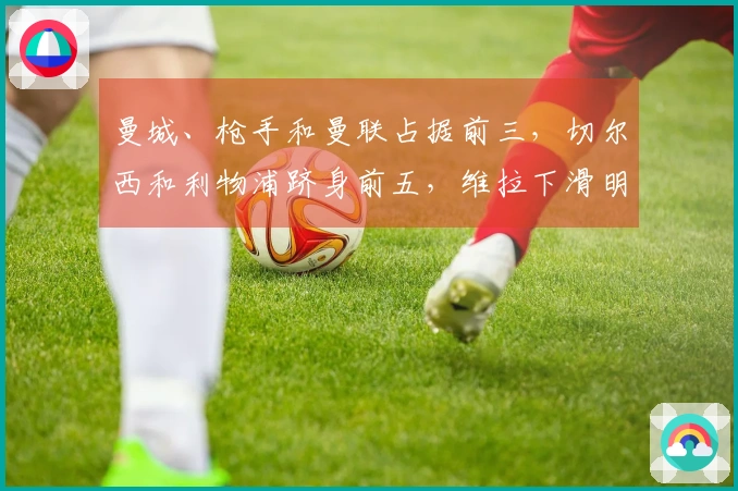 曼城、枪手和曼联占据前三，切尔西和利物浦跻身前五，维拉下滑明显